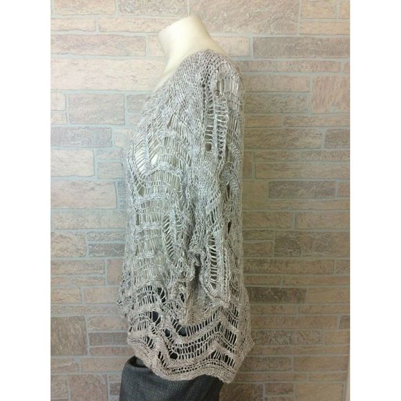 Eileen Fisher Gray Open Knit Cover Up Top Shirt - Picture 3 of 6